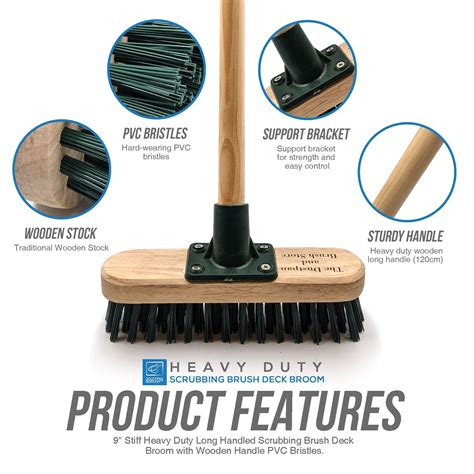 9 Stiff Pvc Deck Scrub Floor Scrubbing Brush And 4ft Wooden Handle The Dustpan And Brush Store