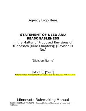 Statement Of Need And Reasonableness Template Minensota Rules Doc