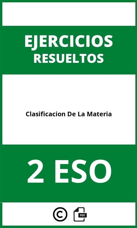 Ejercicios Clasificacion De La Materia Eso Pdf