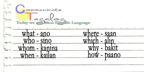 Tagalog Basic Words Nehru Memorial