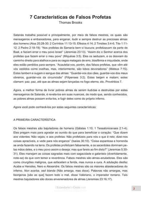 Caracter Sticas De Falsos Profetas Thomas Brooks Pdf