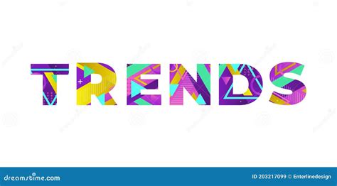 Trends Concept Retro Colorful Word Art Illustration Stock Vector