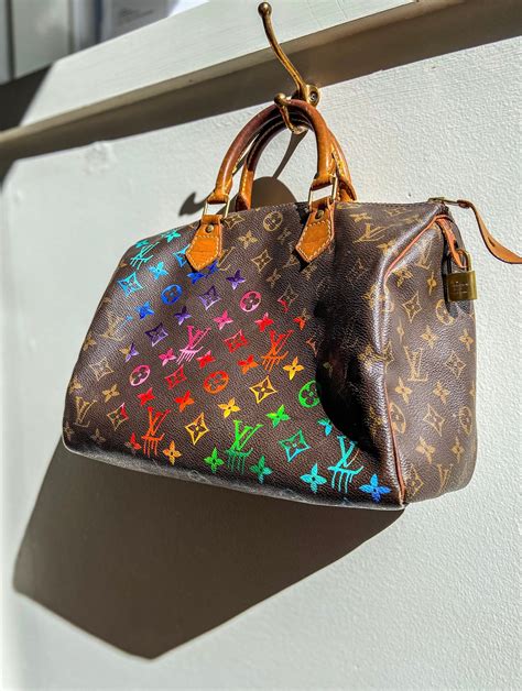 Hand Painted Rainbow Ombr On Your Louis Vuitton Bag Custom Etsy