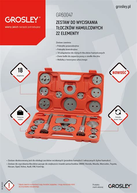 Zestaw Do Wyciskania T Oczk W Hamulcowych Elementy Grosley