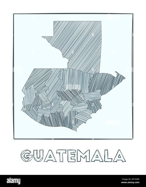 Sketch Map Of Guatemala Grayscale Hand Drawn Map Of The Country