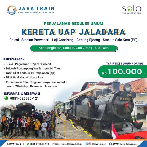 Info Kereta Uap Jaladara Di Solo Rute Harga Dan Caranya