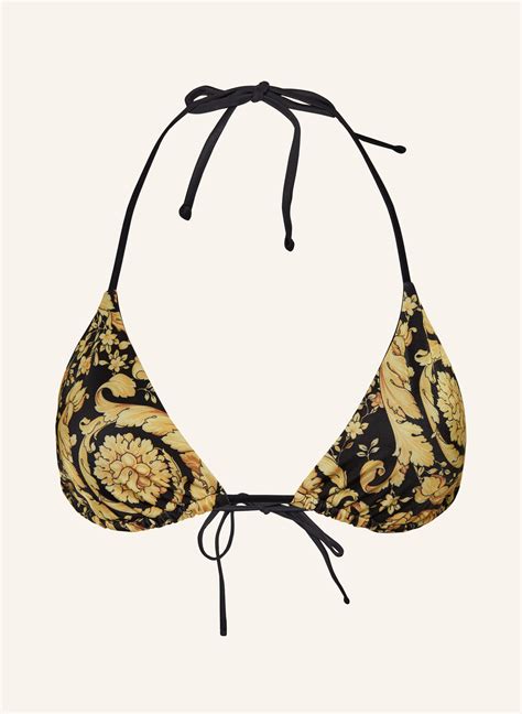 Versace Triangel Bikini Top In Schwarz Gold