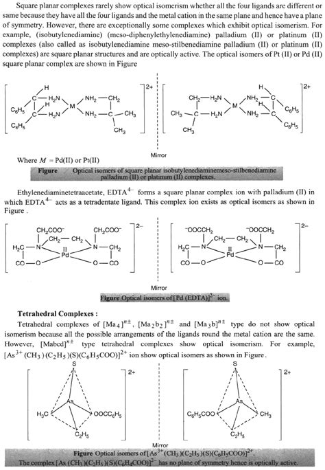 13. Optically active compounds are tetrahedral or square planar