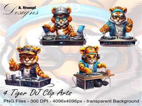 A Tiger DJ Clip Art Bundle Graphic By Andreas Stumpf Designs Creative