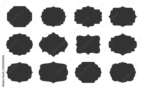 Black Retro Labels Set Different Ornamental Border Decorative Vintage