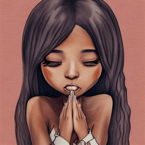 Beautiful African American Woman Praying Brown Skinned Tears Hyper