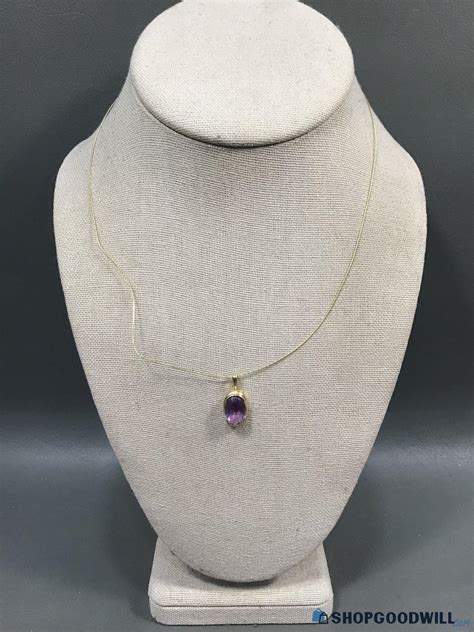 14k Gold Amethyst Pendant Necklace L435 ShopGoodwill