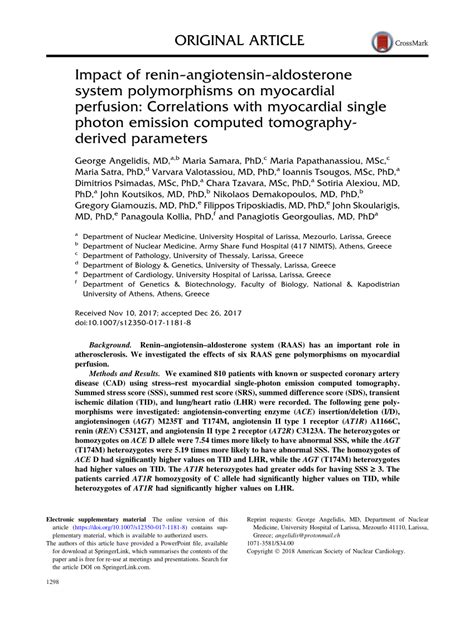 Pdf Impact Of Reninangiotensinaldosterone System Polymorphisms On