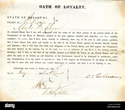 944 Loyalty Oath Of Charles D Colman Of Missouri County Of St Louis