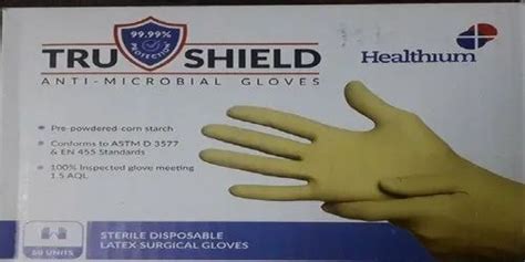 White Latex Trushield Antimicrobial Gloves For Clinic Size 17 78 Cm At Rs 23 Pair In Tirupati