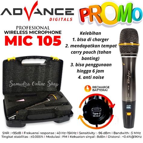 Mic Wireless Advance 105 Microphone 105 Mic Tanpa Kabel Microphone