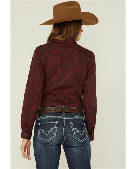 Western Shirt Roper Womens Wine Paisley Snap Front Western Shirt Limited Edition Harriethot