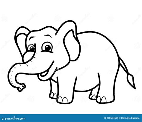 Page De Coloriage De Dessin Animé D éléphant Illustration de Vecteur