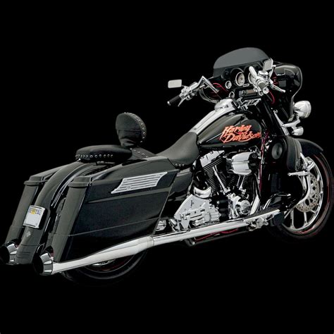 P Bagger Stepped True Duals Exhaust Chrome Black For 95 13 Flh 1f56r By Bassani Xhaust