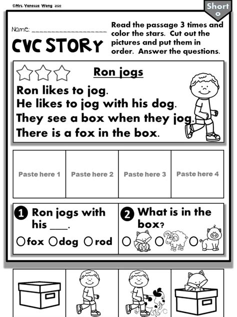 Phonics Cvc Short Vowels Story Sequence For Kindergarten And First Grade Artofit