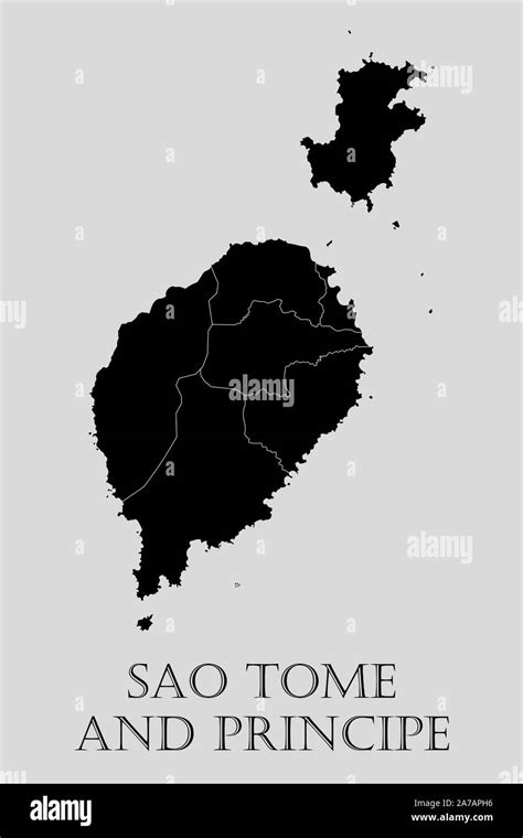 Black Sao Tome And Principe Map On Light Grey Background Black Sao