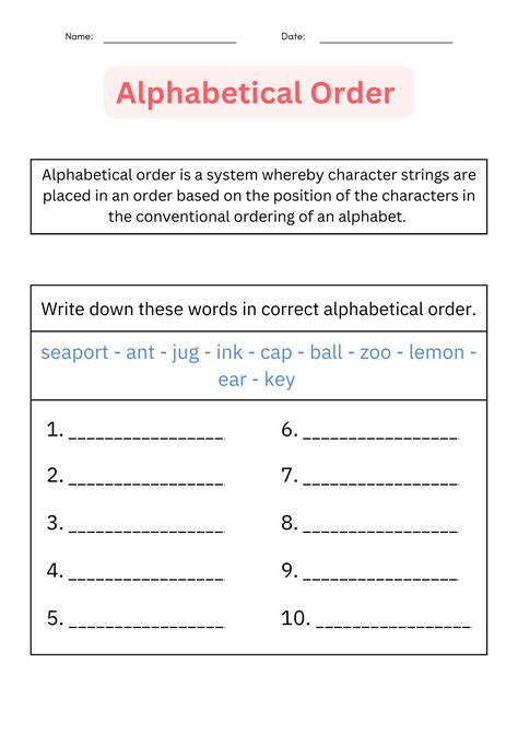 Abc Order Printable Alphabetical Order Worksheets For 1st L 2nd L 3rd