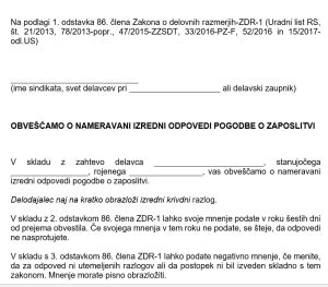 Sporazum O Prenehanju Pogodbe O Zaposlitvi Iz Razloga Upokojitve ZDOPS