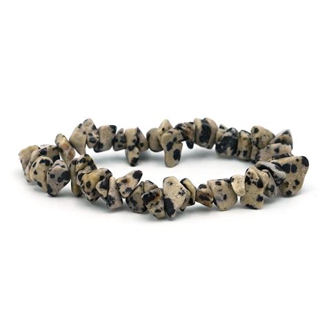 Bracelet Jaspe Dalmatien Perle Chips Bracelet Jaspe Dalmatien