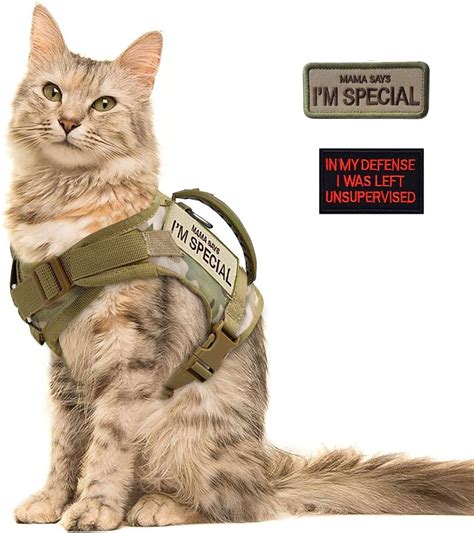 Tactical Cat Harness For Walking Escape Proof Adjustable Pet Military