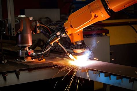 Custom Robotic Arm Using Welding Tool To Weld Metal Joints Stock Illustration - Illustration of ...