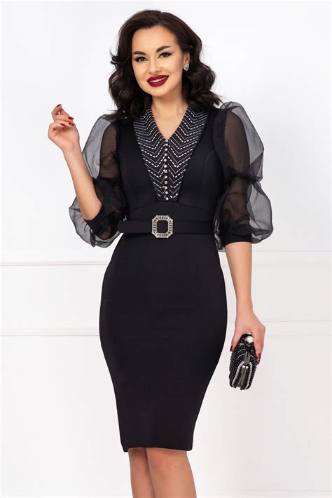 Rochie Eleganta Cu Maneci Bufante Moda La Ndem N