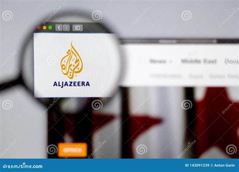 Al Jazeera Logo Visible Through A Magnifying Glass Editorial Stock