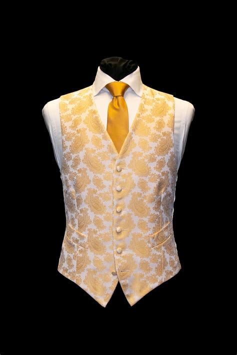 Gold Silk Paisley Jacquard Waistcoat