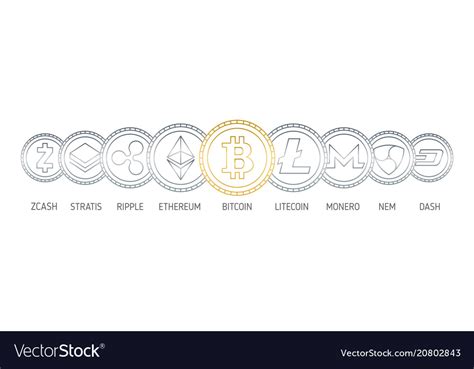 Banner with cryptocurrency coins drawn Royalty Free Vector