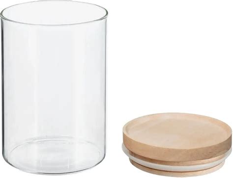 Voorraadbus Voorraadpot L Glas Met Houten Deksel Ml