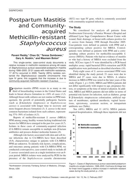 Pdf Postpartum Mastitis And Community Acquired Methicillin Resistant