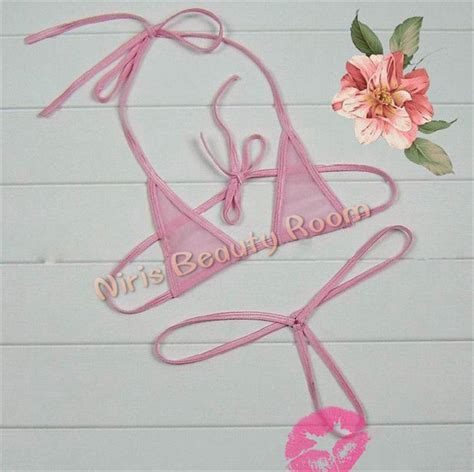 Women Exotic Teardrop Mini Bikini Bra Micro G String Thong Underwear