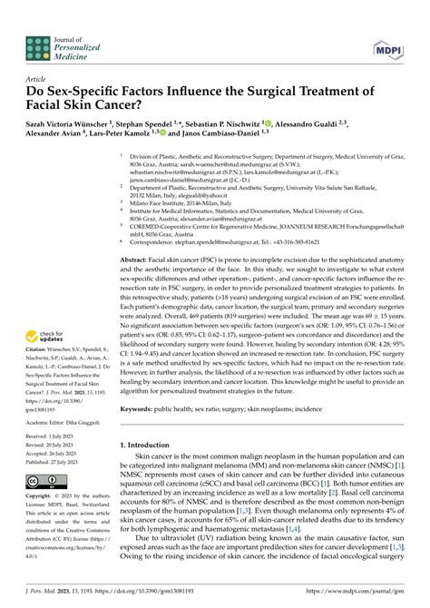 Pdf Do Sex Specific Factors Influence The Surgical Treatment Of Facial Skin Cancer