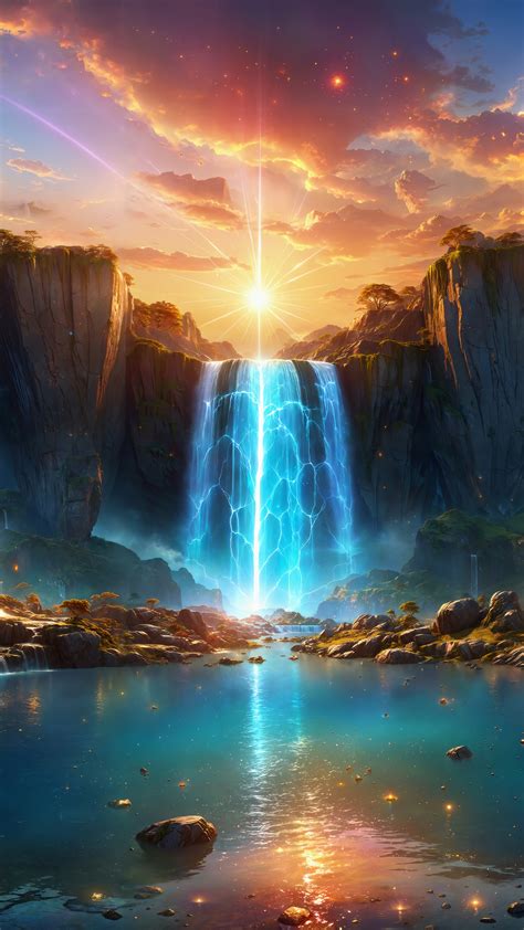 Waterfall Sky Sunrise Scenery 4K #8173a Wallpaper PC Desktop