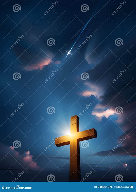 Cross in the Night Sky, Ai Generated Stock Illustration - Illustration ...