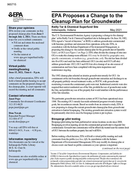 Fillable Online FACT SHEET EPA PROPOSES A CHANGE TO CLEANUP PLAN FOR