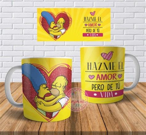 Plantillas Sublimar Tazas Simpsons San Valentin Enamorados Imprimikits