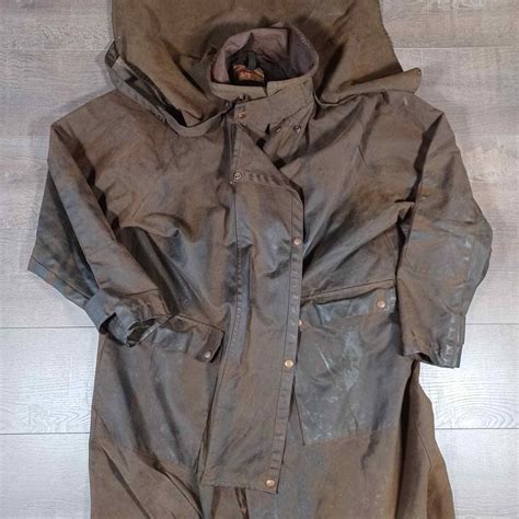 Australian Outback Vintage Oilskin Duster Jacket Coat Gem