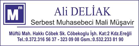 Serbest Muhasebeci Mali Müşavir Ali DELİAK Kdz Ereğli Gençkobi