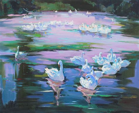 Swan lake, Painting, Oil on canvas by Alisa Onipchenko-Cherniakovska, 2020 | Painting | Artsper ...