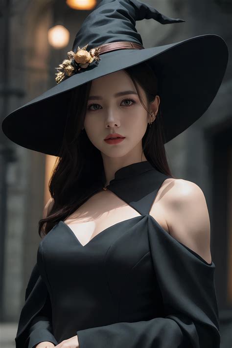 A Woman In A Black Hat And Dress Posing For A Picture Seaart Ai