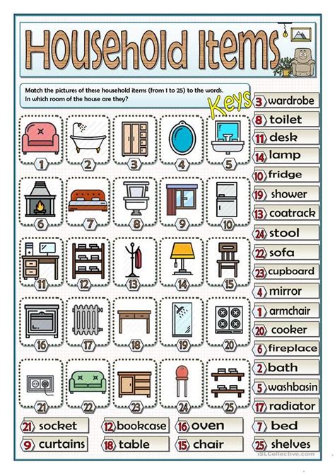 English Words For Household Items