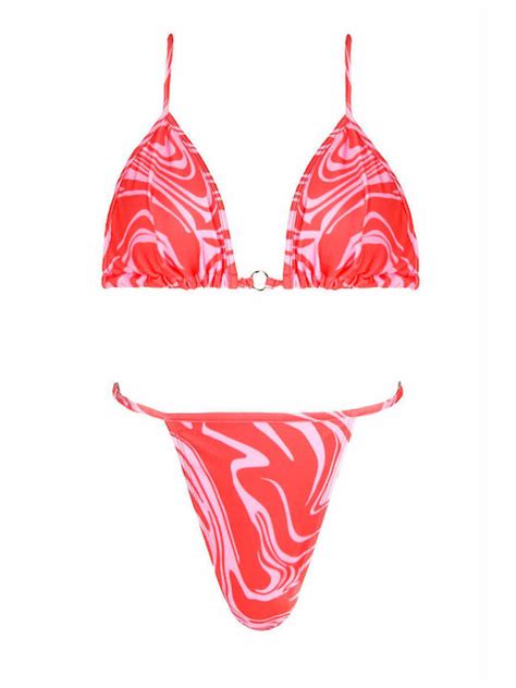 Kendall Kylie KKW3619114 Set Bikini Floral Με Έναν Ώμο Πορτοκαλί