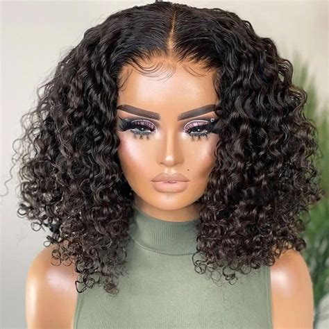 Curly 4x4 Closure Wig Bob Wig4x4 Lace Closure Wig 14inches 180