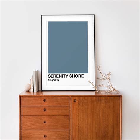 Printable Pantone Poster: serenity Shore Blue-grey Pantone Style Calm Art, Mindfulness Decor ...